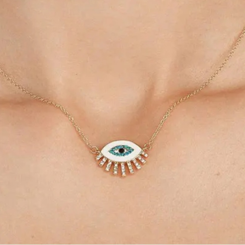 2/$10 NEW! Evil Eye Necklace Boho Hamsa Spiritual Rhinestone Cute Bohemian